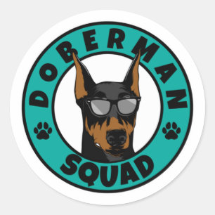 Pegatina Redonda Doberman Squad