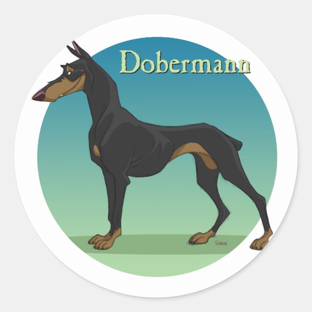 Pegatina Redonda dobermann (Anverso)