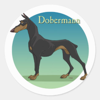 Pegatina Redonda dobermann