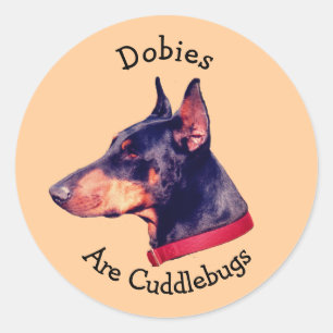 Pegatina Redonda Dobies Son Cudlebugs Doberman Pinscher