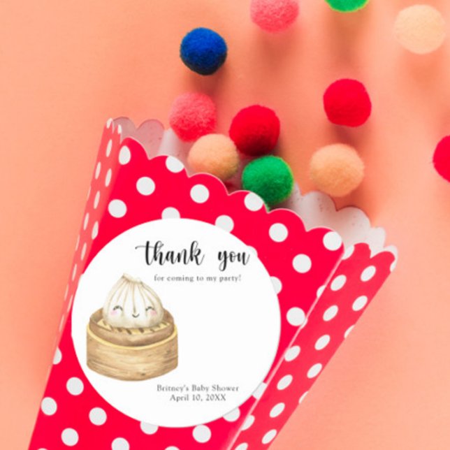 Pegatina Redonda Doble acuarela - gracias a la ducha de bebé (Subido por el creador)