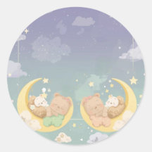 Doble Afiche de Baby Shower Animales Durmiendo Lun