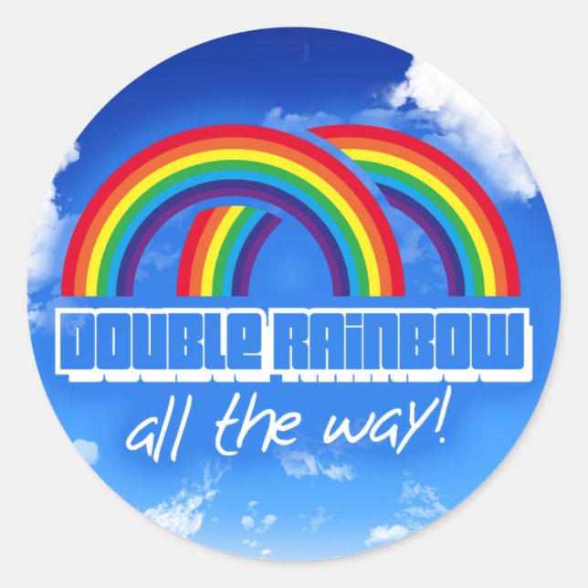 Pegatina Redonda ¡Doble arco iris en todo el camino! (Anverso)