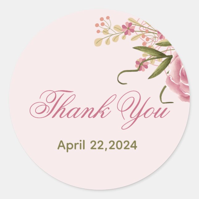 Pegatina Redonda Doble articulación rosa Pastel Cumpleaños (Anverso)