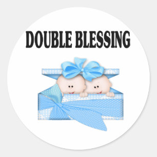 Pegatina Redonda Doble bendición para los niños gemelos