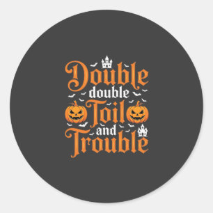 Pegatina Redonda Doble doble trabajo y problema de Halloween_1