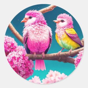 Pegatina Redonda Doble problema en rosa