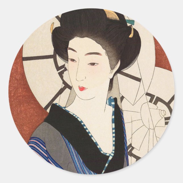 Pegatina Redonda Doce aspectos de la mujer, después del Bath Kotond (Anverso)