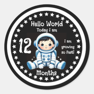 Pegatina Redonda Doce meses hito bebé Astronauta