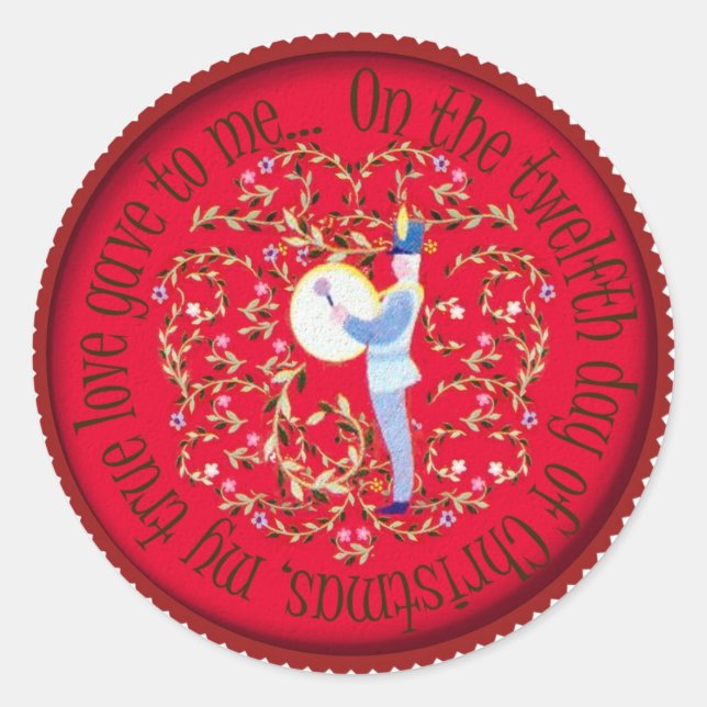 Pegatina Redonda Doce tambores (Anverso)