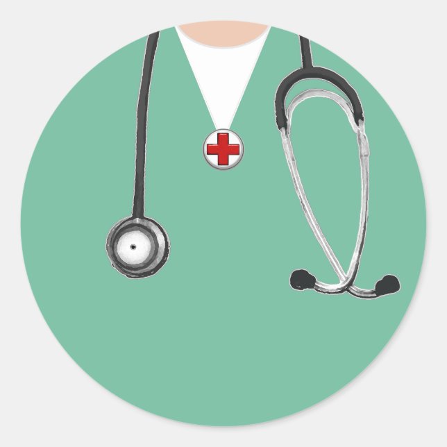 Pegatina Redonda Doctor de batas (Anverso)