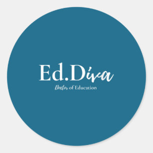 Pegatina Redonda Doctora en educación edd diva doctorado mujeres