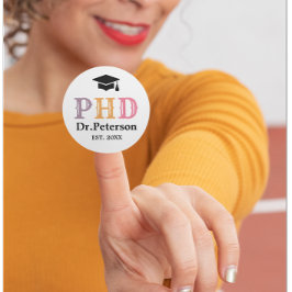 Pegatina Redonda Doctorado en doctorado o doctorado personalizado
