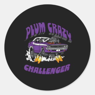 Pegatina Redonda Dodge Challenger Plum Crazy Última Llamada