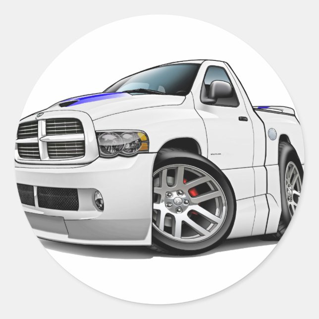Pegatina Redonda Dodge SRT10 Ram White (Anverso)