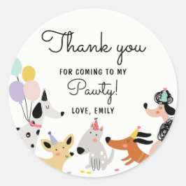 Pegatina Redonda Dog Birthday Puppy Pawty Animales Modernos Mascota