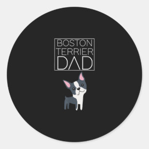 Pegatina Redonda Dog Boston Terrier Dad Mens I Love Cute Funny