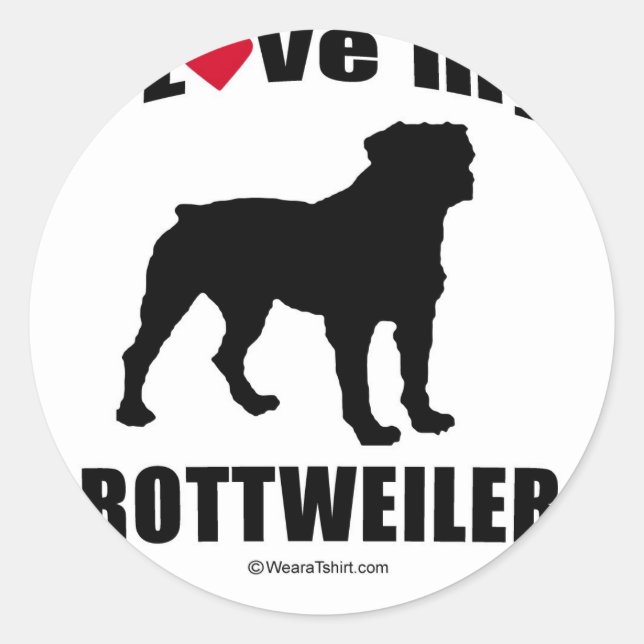 PEGATINA REDONDA "DOG BREED" - ROTTWEILER - "ME ENCANTA MI ROTTWEIL (Anverso)