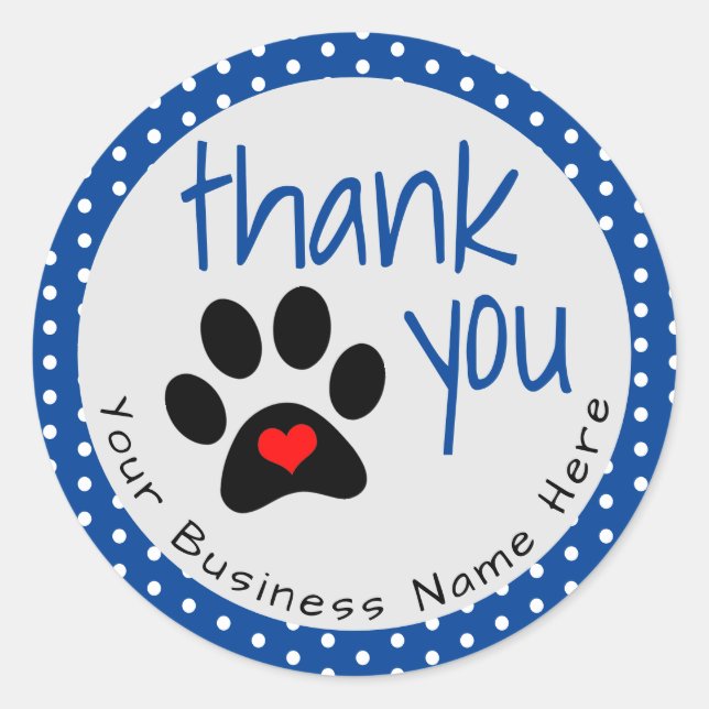 Pegatina Redonda Dog Business | Azul Gracias A Los Pegatinas Comerc (Anverso)