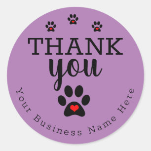 Pegatina Redonda Dog Business, Dog Paw Personalizado Gracias Pegati