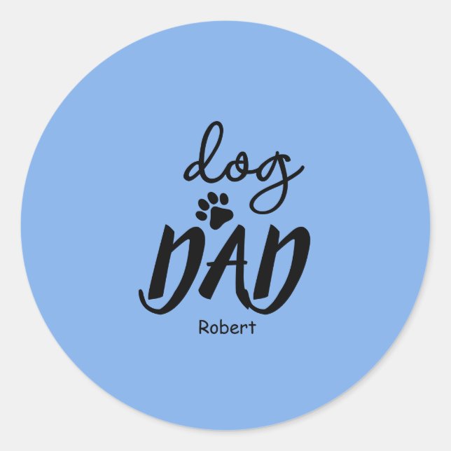 Pegatina Redonda Dog Dad custom name gift (Anverso)