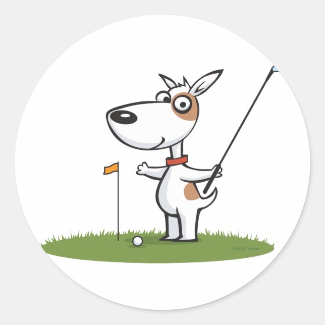 Pegatina Redonda Dog Golf (Anverso)