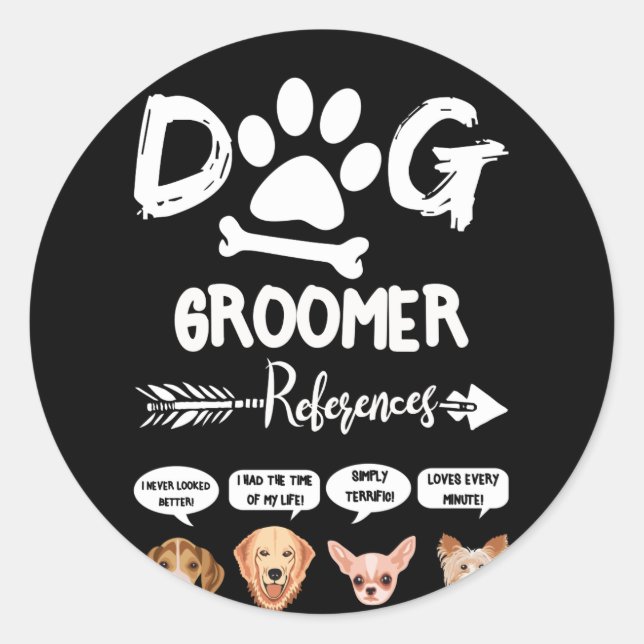 Pegatina Redonda Dog Groomer Gift References Grooming Dog Salon Spa (Anverso)