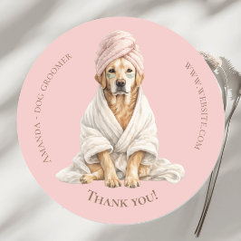 Pegatina Redonda Dog Groomer Spa Personalized Thank You Stickers