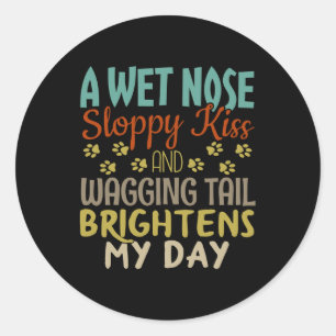 Pegatina Redonda Dog Lover Nose Wet, Disminuida Cita de Besos