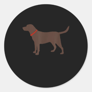 Pegatina Redonda Dog Lover   Silueta de perro de chocolate Labrador