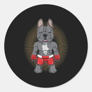 Pegatina Redonda Dog Lover   Valiente luchadora de Bulldog francesa
