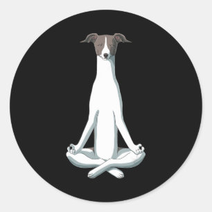 Pegatina Redonda Dog Lover Yoga Italiano Greyhound