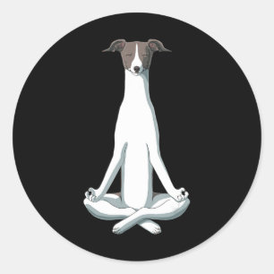 Pegatina Redonda Dog Lover   Yoga Italiano Greyhound