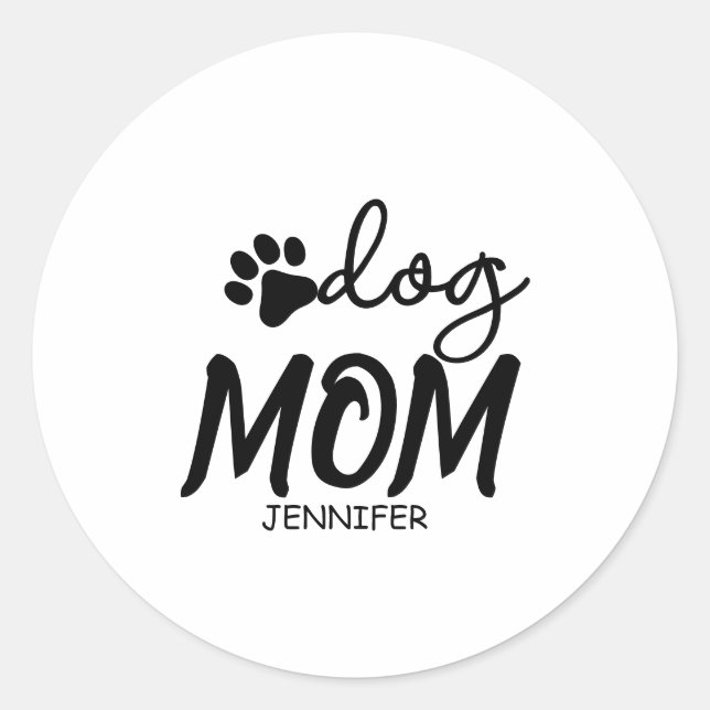Pegatina Redonda Dog Mom custom name gift (Anverso)