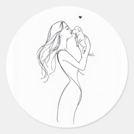 Pegatina Redonda Dog Mom Sticker Minimalist Pet Lover Vinyl Decal