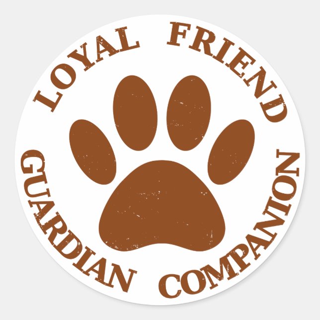 Pegatina Redonda Dog Paw Loyal Friend (Anverso)
