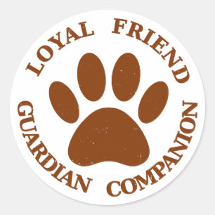 Pegatina Redonda Dog Paw Loyal Friend