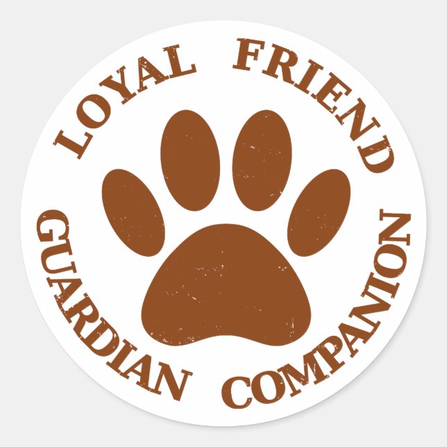 Pegatina Redonda Dog Paw Loyal Friend (Anverso)