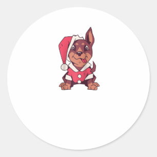 Pegatina Redonda Dog Santa Hat - Funny Navidades Raglan Baseball Te