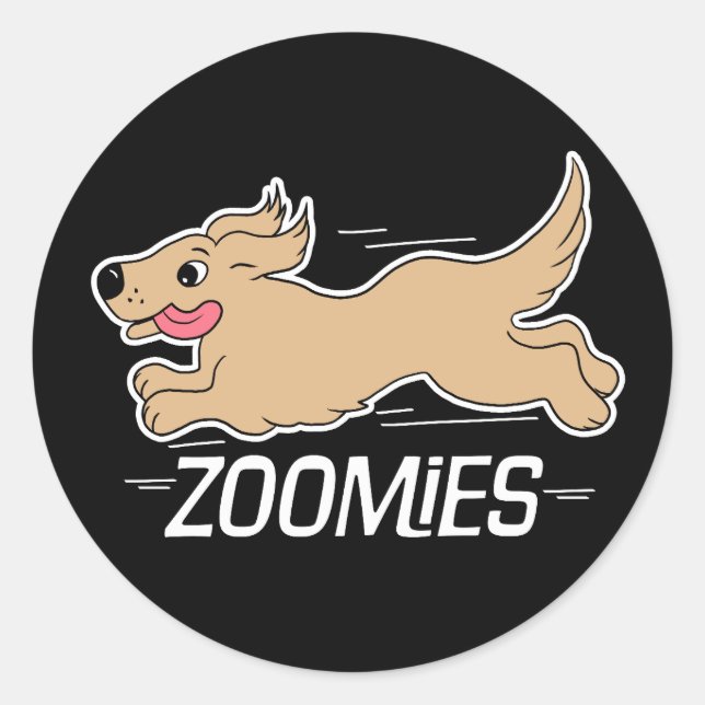 Pegatina Redonda Dog Zoomies Funny (Anverso)