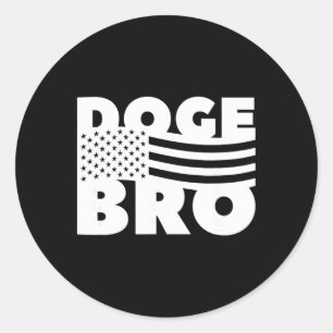 Pegatina Redonda Doge Bro Patriótico Americano Trump Eficiencia