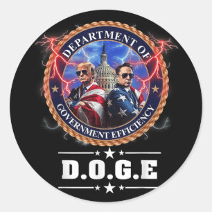 Pegatina Redonda Doge Departamento De Eficiencia Gubernamental Trum