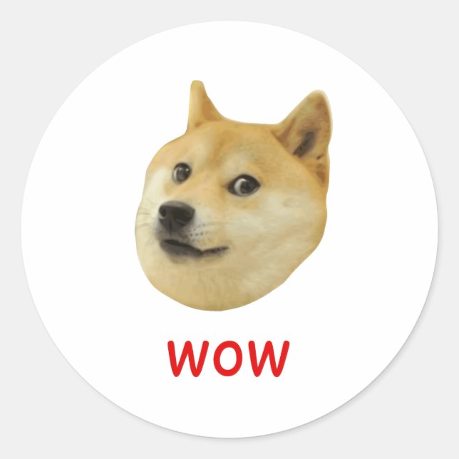 Pegatina Redonda Doge Muy Guau Mucho Perro Como Shiba Shibe Inu (Anverso)
