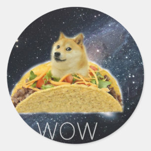 Pegatina Redonda doge space taco meme