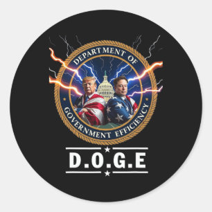 Pegatina Redonda Doge Trump, Departamento De Eficiencia Gubernament