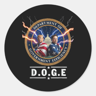 Pegatina Redonda Doge Trump, Departamento De Eficiencia Gubernament