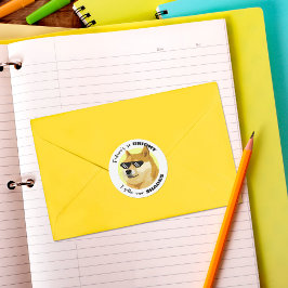 Pegatina Redonda Dogecografía Crypto del mercado bursátil de gafas 