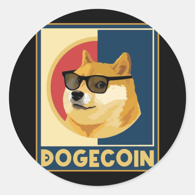 Pegatina Redonda Dogecoin Coin Doge Men Women Kids 2 (Anverso)
