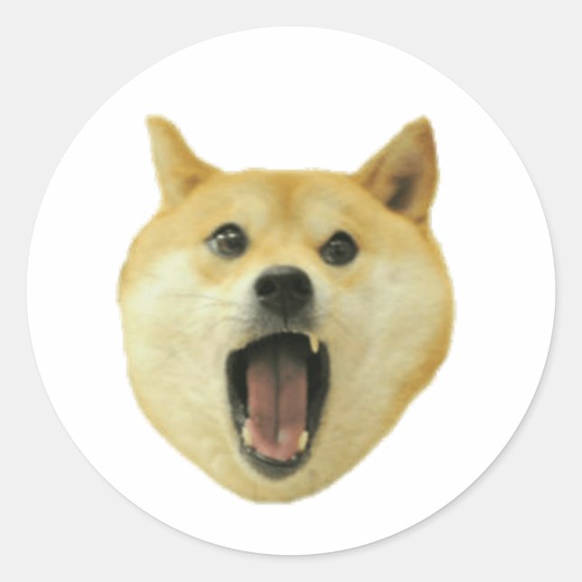 Pegatina Redonda Dogecoin Doge Funny Face Dog (Anverso)