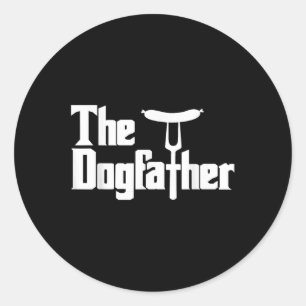 Pegatina Redonda Dogfaher Hot Dog Funny Barbecue Chiste
